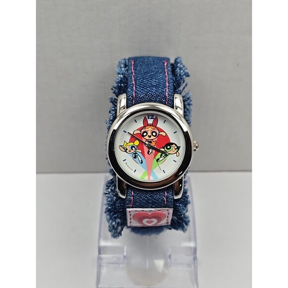Armitron Powerpuff Girls Quartz Watch Denim Strap New Battery 2000s Kids Vintage - Picture 1 of 10